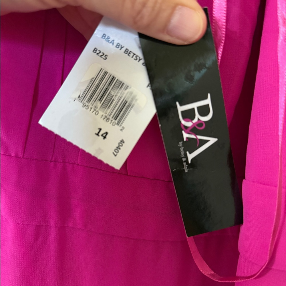 Betsy & Adam Fuchsia Sleeveless Dress Flowy Ruffles - Picture 5 of 8